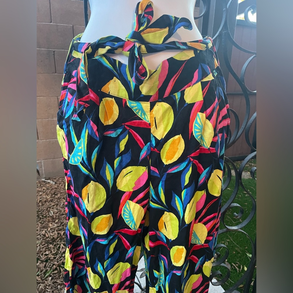 Tabitha Brown for Target Bold Tropical Lemon Print Linen Blend Wide Leg Pants SM - Picture 5 of 16